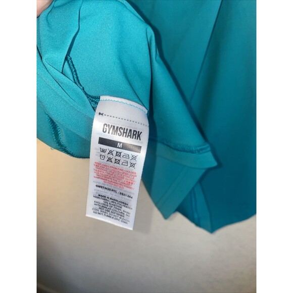 Gym shark Shirt Mens athletic gym run M Teal SS train sport reflective light - Picture 7 of 7